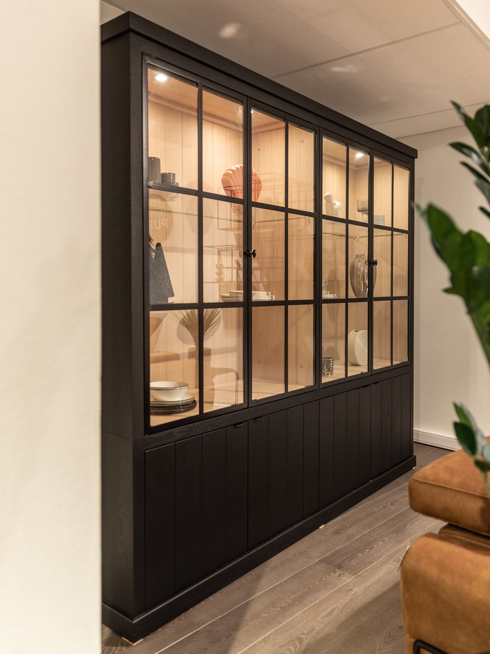 Vitrine BRIGHTON incl. led - Black matte/naturel FDF BR VIT4DLEDZW