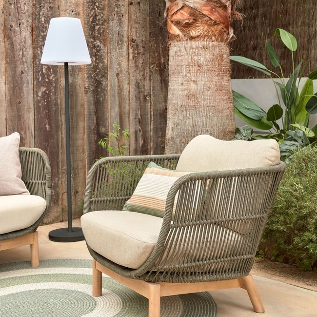 Loungestoel CATALINA - Beige/acaciahout