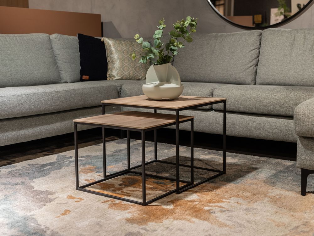 Set van 2 salontafels SIMON - Fresh oak/zwart meta MXF SM SAS2-FO