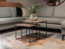 Set van 2 salontafels SIMON - Fresh oak/zwart meta MXF SM SAS2-FO