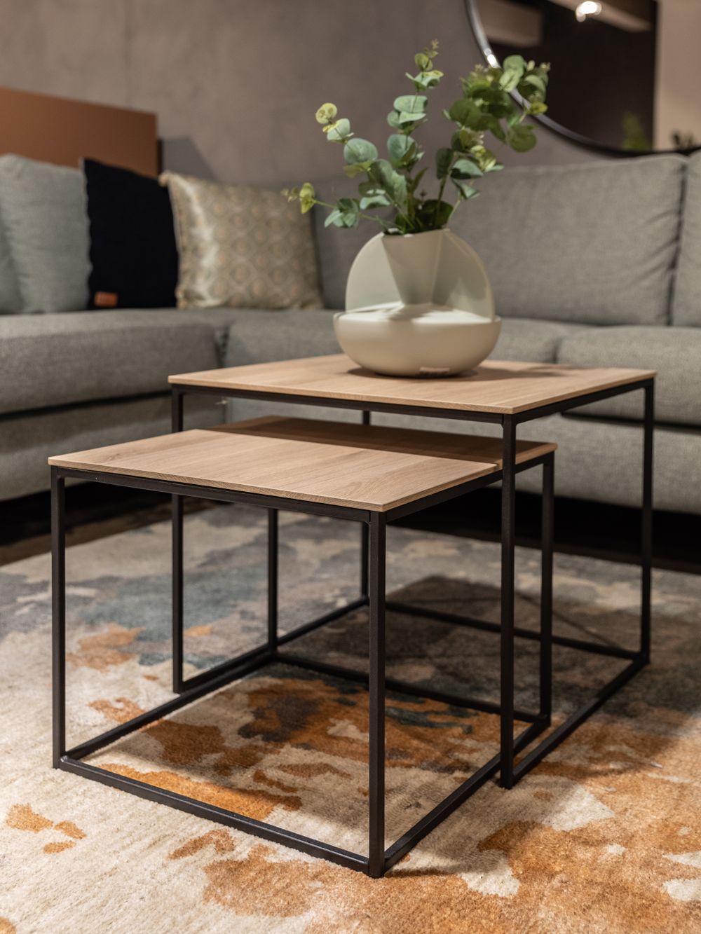 Set van 2 salontafels SIMON - Fresh oak/zwart meta MXF SM SAS2-FO