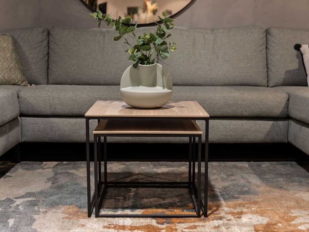 Set van 2 salontafels SIMON - Fresh oak/zwart meta MXF SM SAS2-FO