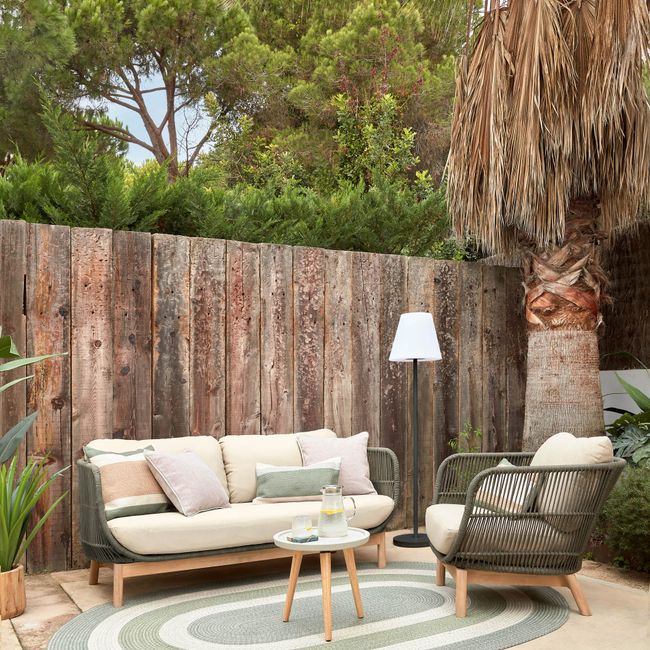 3-zit loungebank CATALINA - Beige/acaciahout