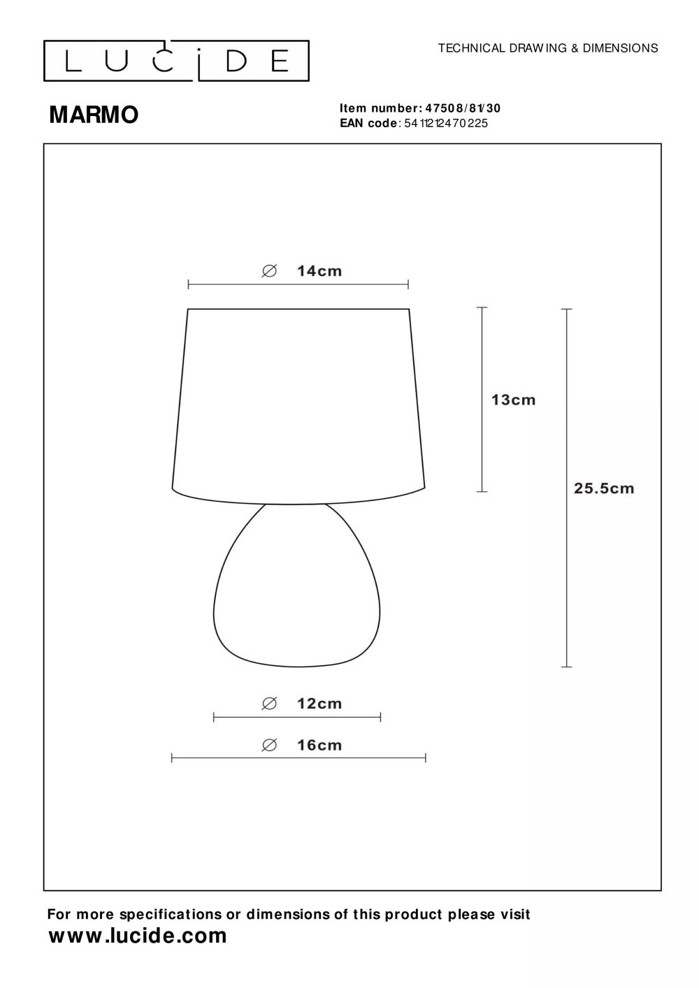 Tafellamp MARMO - Witte marmerlook LCD475088130
