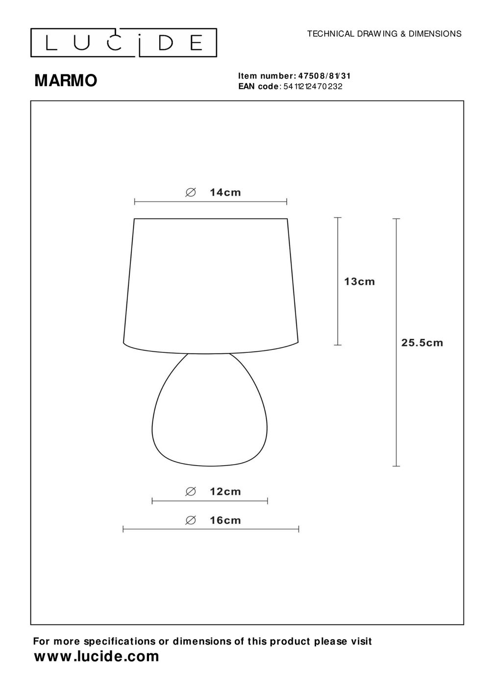 Tafellamp MARMO - Zwarte marmerlook LCD475088131