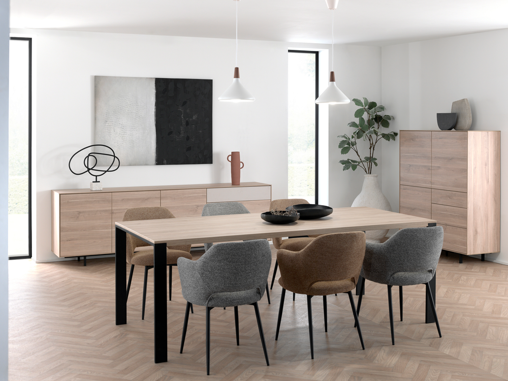 Eetkamertafel FAMOUS - Fresh oak/zwart metaal MXF-206-000005
