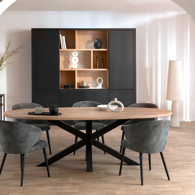 Vitrine ZEN open midden incl. LED - Black matte/sm