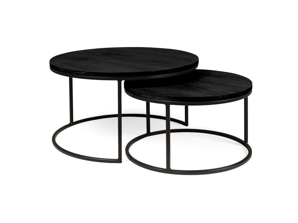 Set van 2 ronde salontafels GLASGOW - Smoked Oak FDF-18-000063