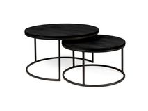 Set van 2 ronde salontafels GLASGOW - Smoked Oak FDF-18-000063