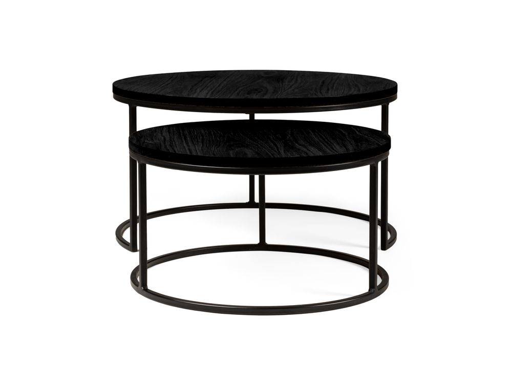 Set van 2 ronde salontafels GLASGOW - Smoked Oak FDF-18-000063