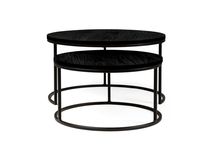 Set van 2 ronde salontafels GLASGOW - Smoked Oak FDF-18-000063