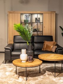 Vitrinekast incl. led BRIGHTON - Smoked oak FDF-7-000143