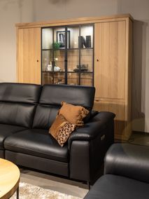 Vitrinekast incl. led BRIGHTON - Smoked oak FDF-7-000143