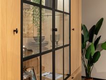 Vitrinekast incl. led BRIGHTON - Smoked oak FDF-7-000143