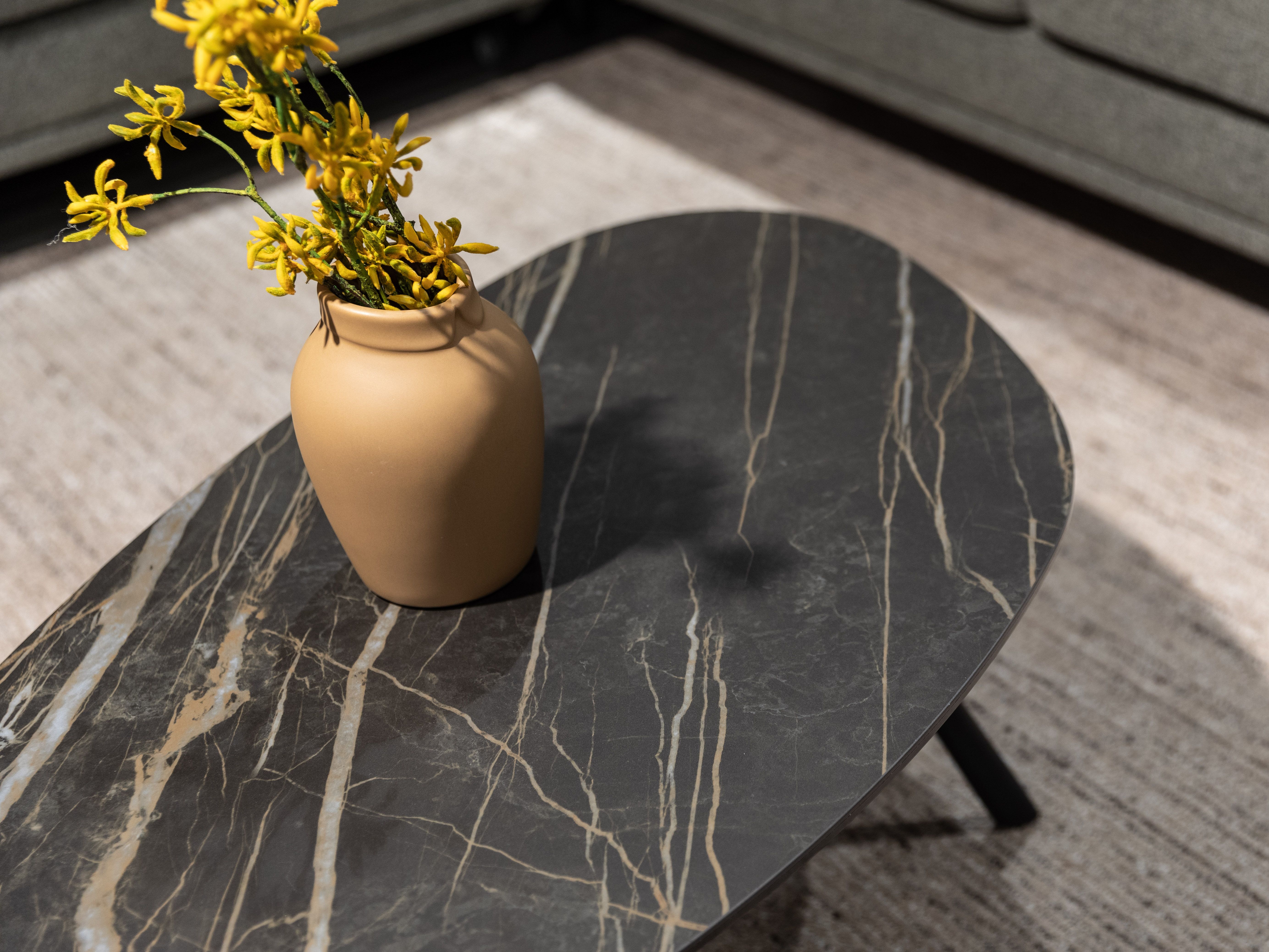 Salontafel MONTELLO - Keramiek met zwarte marmerlo