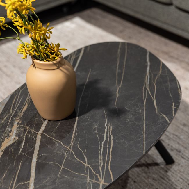 Salontafel MONTELLO - Keramiek met zwarte marmerlo