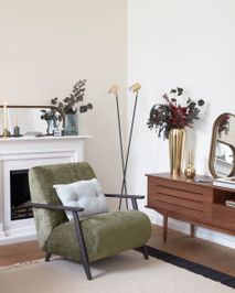 Fauteuil MEGHAN - Parelkleurig chenille KAV S517BG19