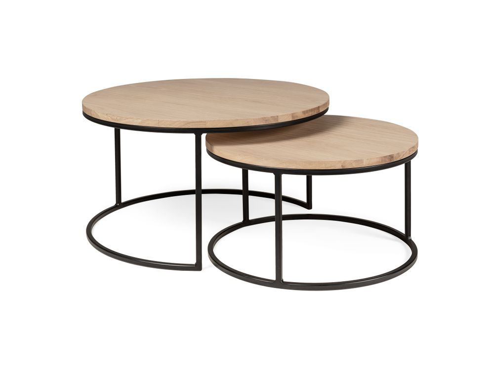 Set van 2 ronde salontafels GLASGOW - Smoked Oak FDF GL SAR-NA