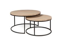Set van 2 ronde salontafels GLASGOW - Smoked Oak FDF GL SAR-NA