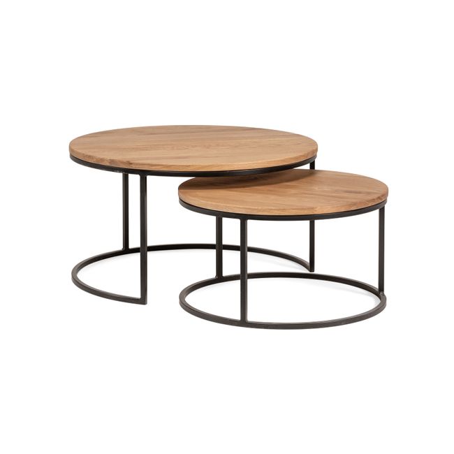 Set van 2 bijzettafel GLASGOW - Sand Brown