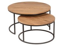 Set van 2 bijzettafel GLASGOW - Sand Brown FDF-18-000039