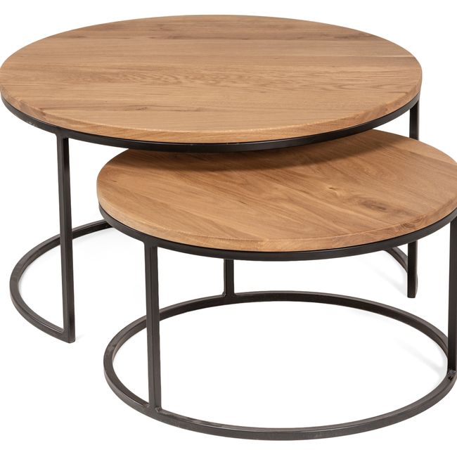 Set van 2 bijzettafel GLASGOW - Sand Brown