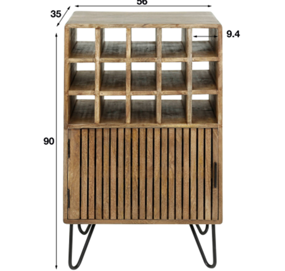 Wijnkast TWEAK - Massief Mango zandkleur ZLS 2398-16ZA