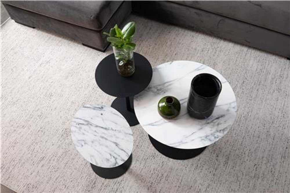 Bijzettafel SNOW - Wit marmer rond ZVR 2300151