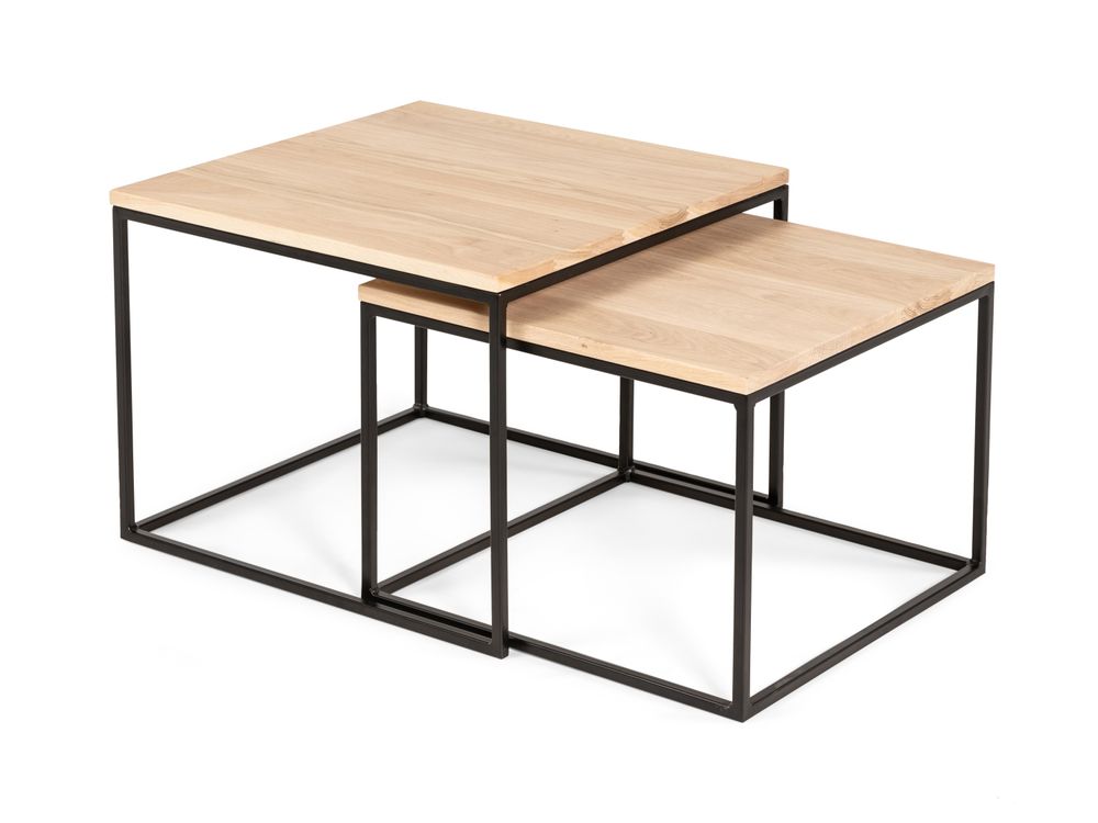 Set van 2 salontafels GLASGOW - Smoked oak FDF-18-000014