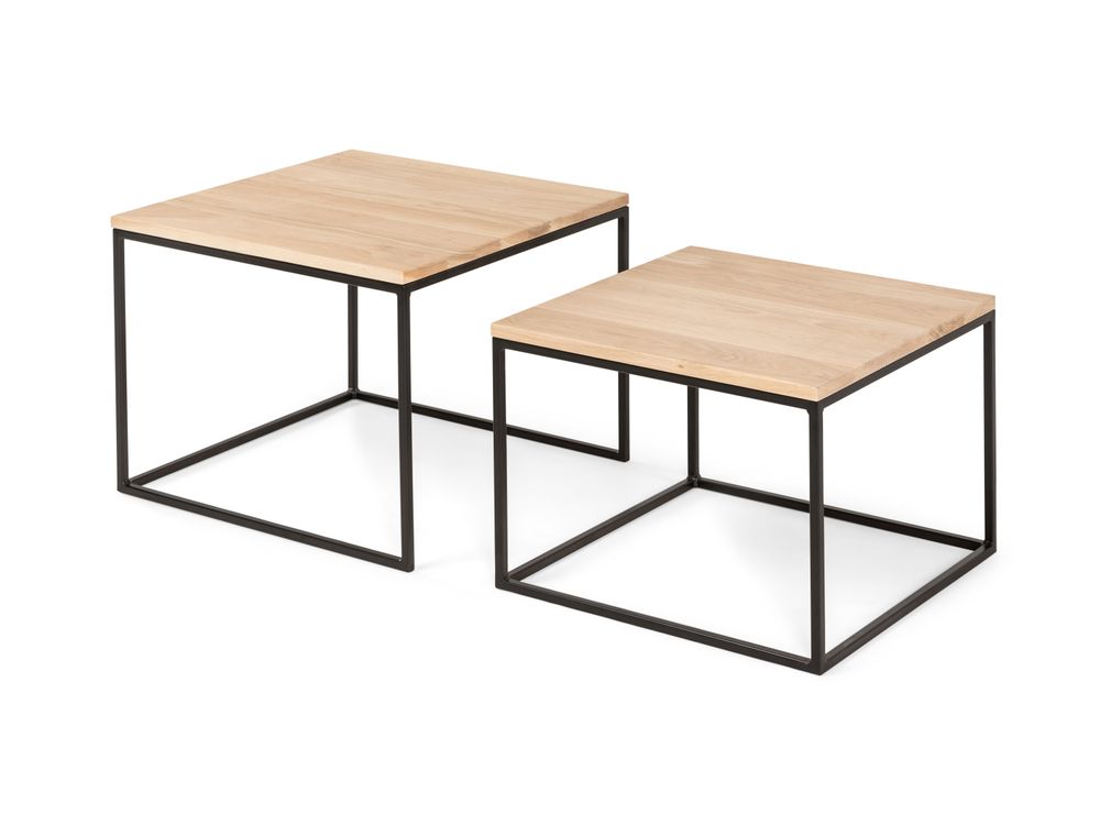 Set van 2 salontafels GLASGOW - Smoked oak FDF-18-000014