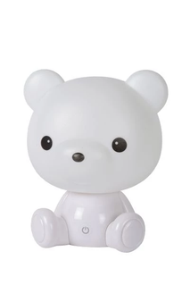 Witte tafellamp DODO BEAR van kunststof met geïntegreerde LED-verlichting.