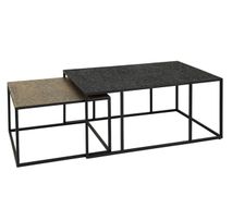 Bijzettafel set IRON METALLIC - antiek brons en zw ZLS 3175-48