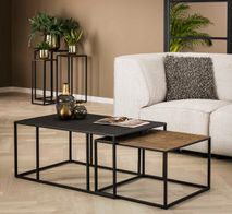 Bijzettafel set IRON METALLIC - antiek brons en zw ZLS 3175-48