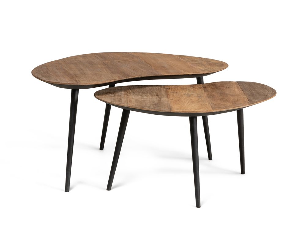 Salontafel set ORGANUS - Gerecycleerd teakhout DTP HI 301180