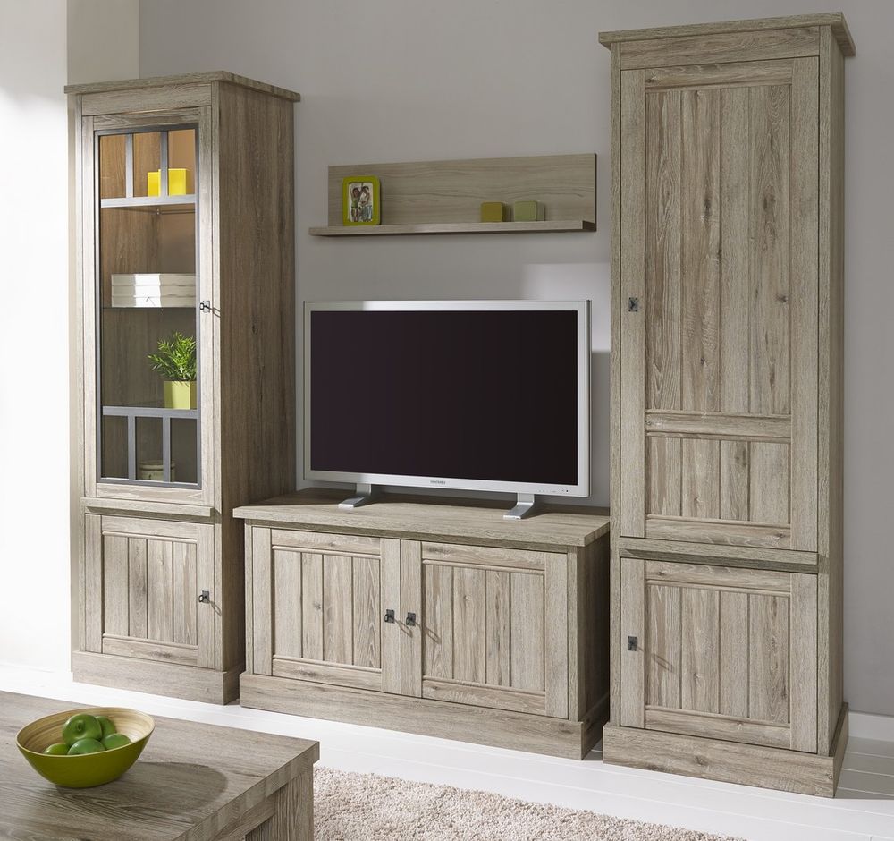 Wandkast smal YORK - Lariks & Crystal Oak Beig MBR-1-000011
