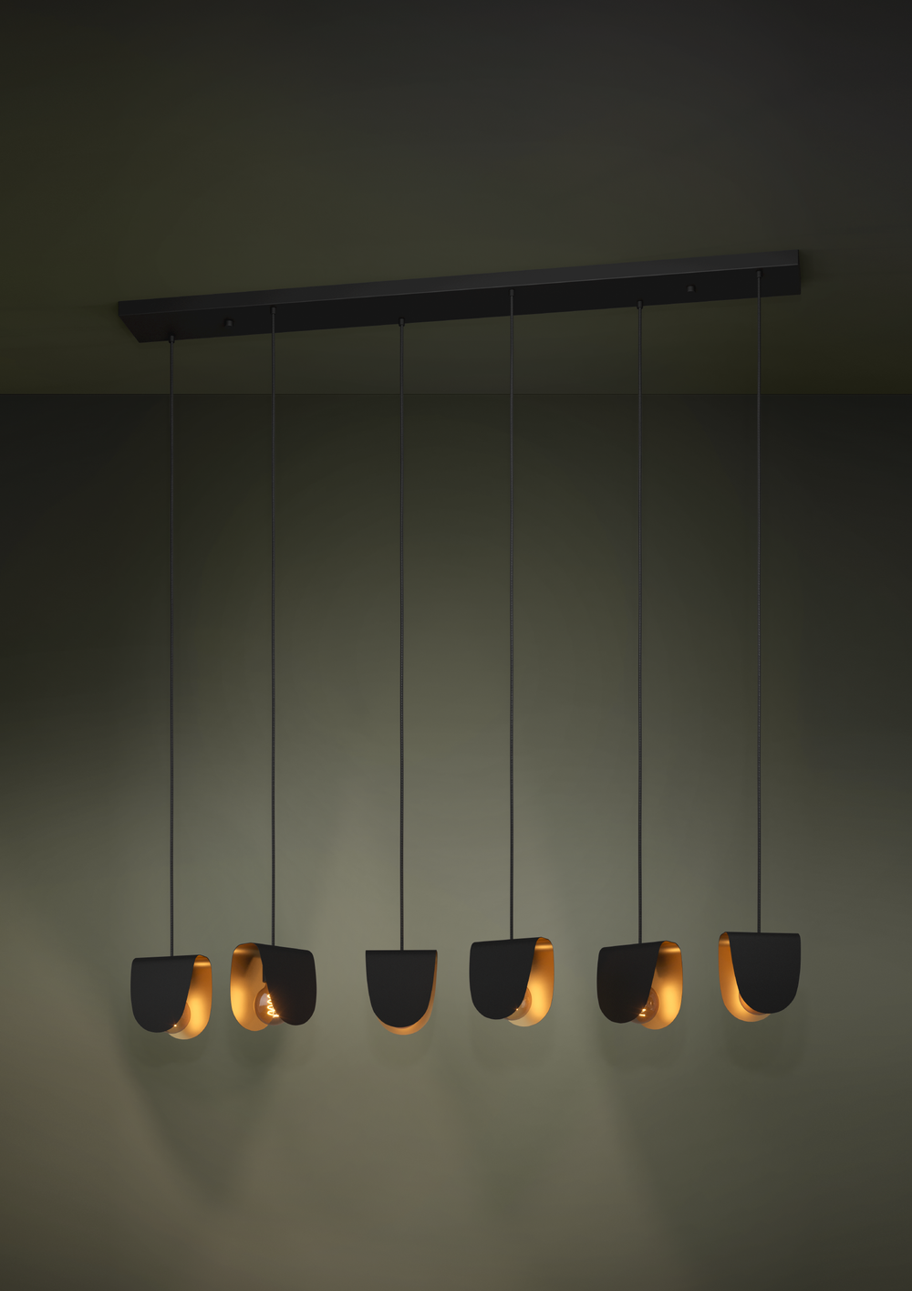 Hanglamp SERENARA 6X - Zwart/goud EGL 390184