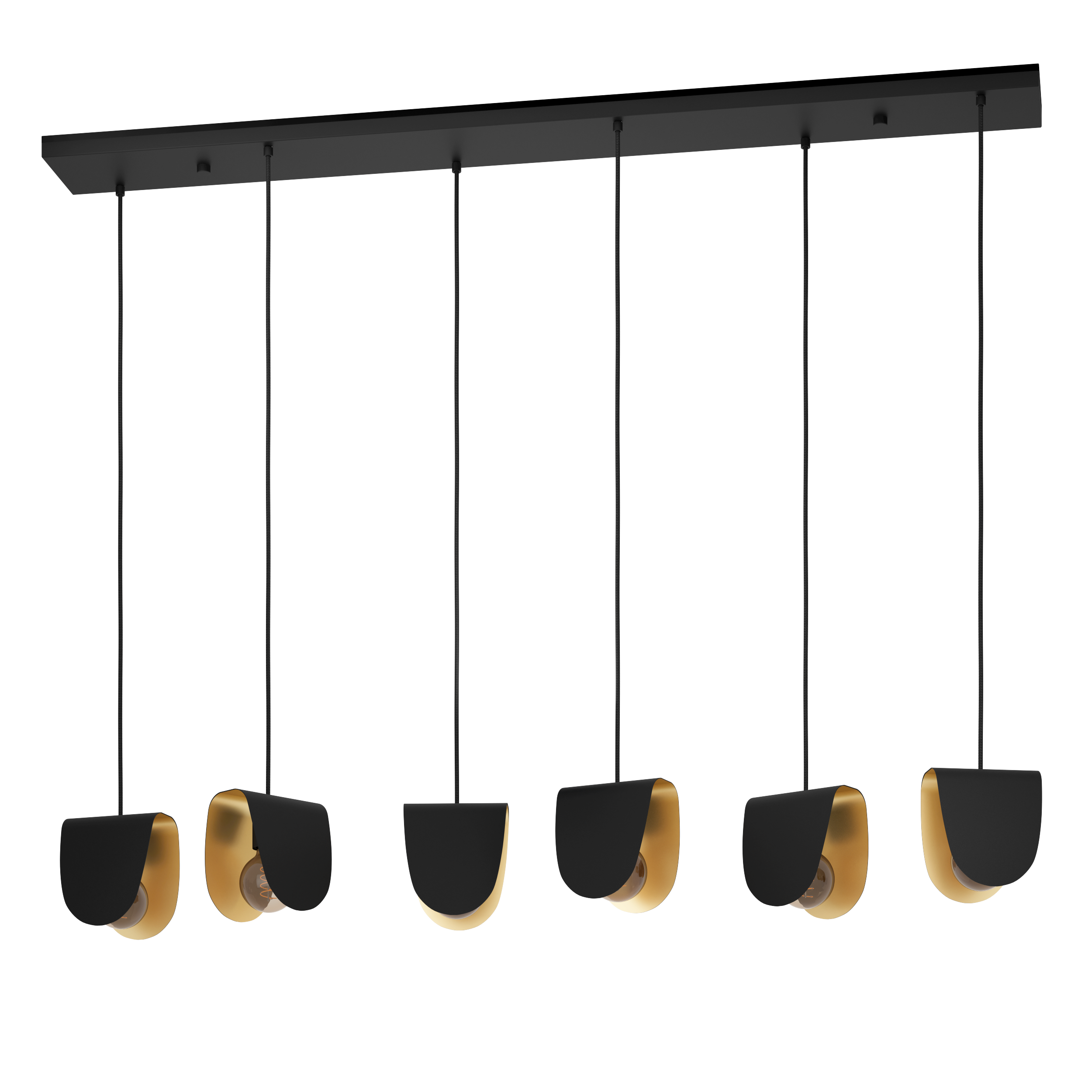 Hanglamp SERENARA 6X - Zwart/goud EGL 390184