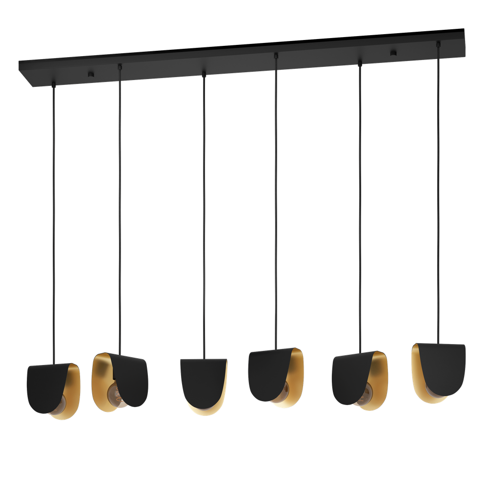 Hanglamp SERENARA 6X - Zwart/goud EGL 390184