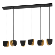Hanglamp SERENARA 6X - Zwart/goud EGL 390184
