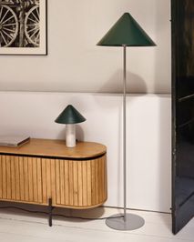 Tafellamp VALENTINE in wit marmer/groen, met bijpassende vloerlamp.