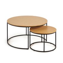 Set 2 bijzettafels rond YOANA - Eikenfineer KAV T0600008MM40