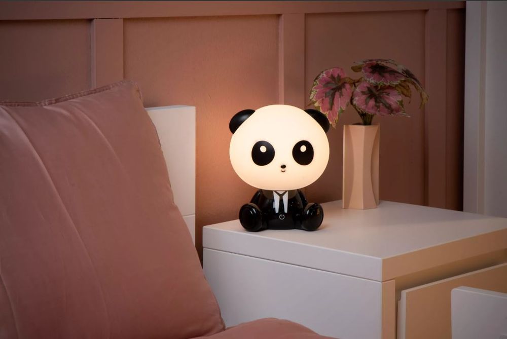 Tafellamp DODO PANDA Zwart/Wit, gemaakt van siliconen.