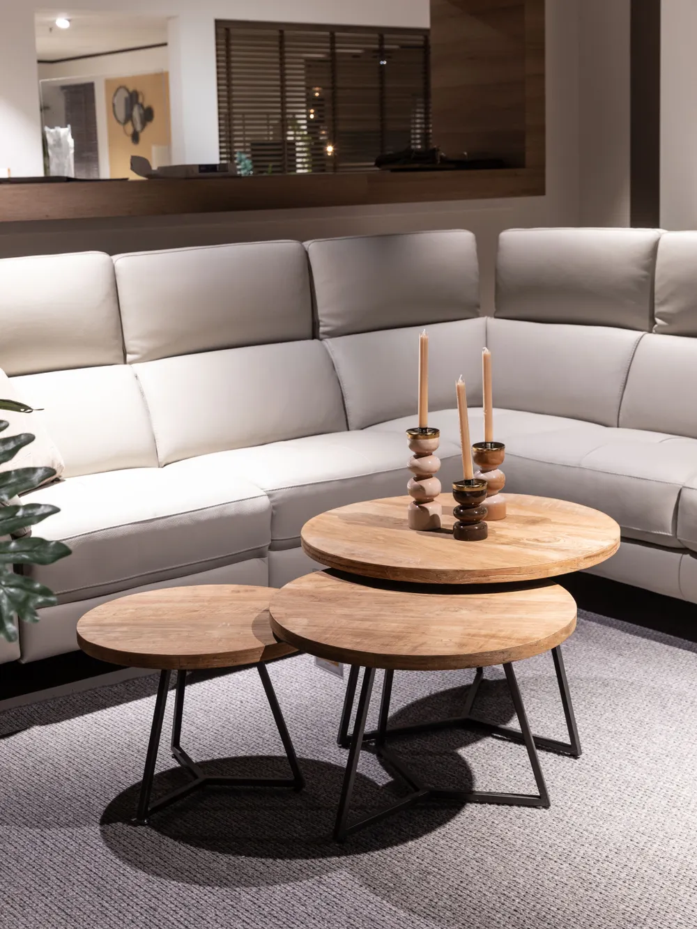Set van 3 salontafels LINDA - Hout / Metaal LEL-21-000002