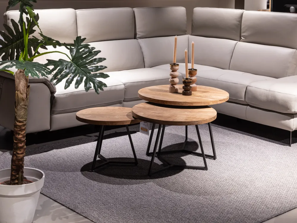 Set van 3 salontafels LINDA - Hout / Metaal LEL-21-000002
