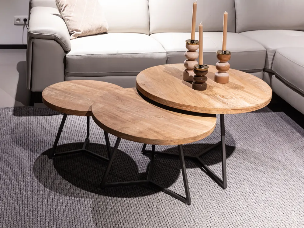 Set van 3 salontafels LINDA - Hout / Metaal LEL-21-000002