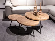 Set van 3 salontafels LINDA - Hout / Metaal LEL-21-000002