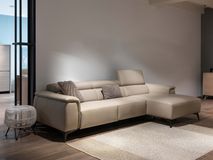 Hoekzetel met elektrische relax BOX - Beige leder MXD BO HKS