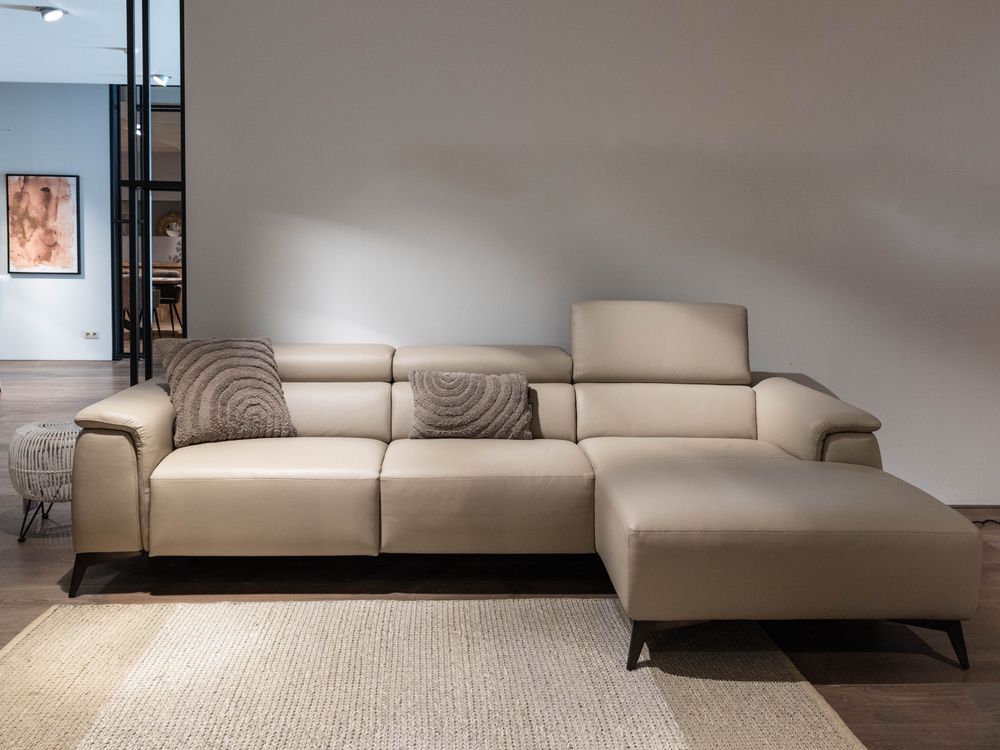 Hoekzetel met elektrische relax BOX - Beige leder MXD BO HKS