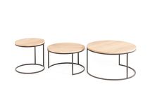 Set van 3 ronde salontafels GLASGOW - Smoked Oak FDF-18-000016