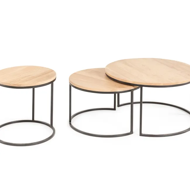 Set 3 salontafels GLASGOW - Black Matte